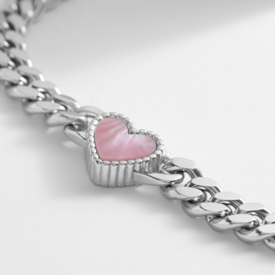 Elara Heart Necklace - Silver with Black Gemstone