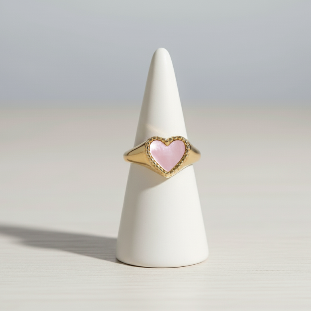 Heart of Gold Signet Ring - Gold and Pink