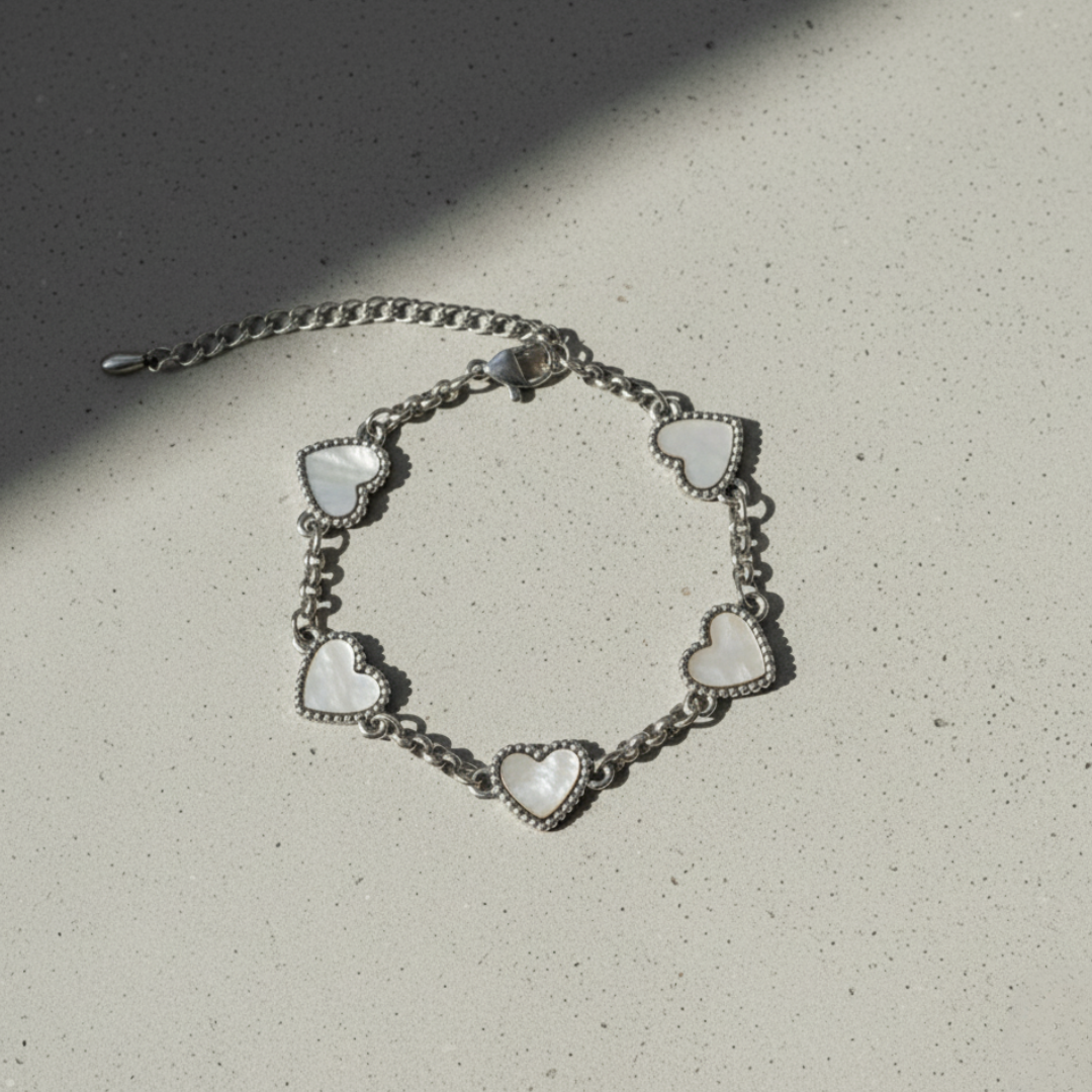 Fivefold Love Bracelet - Silver & White