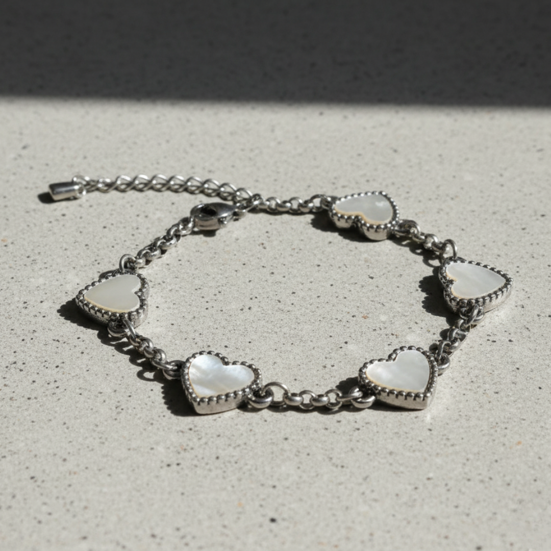 Fivefold Love Bracelet - Silver & White