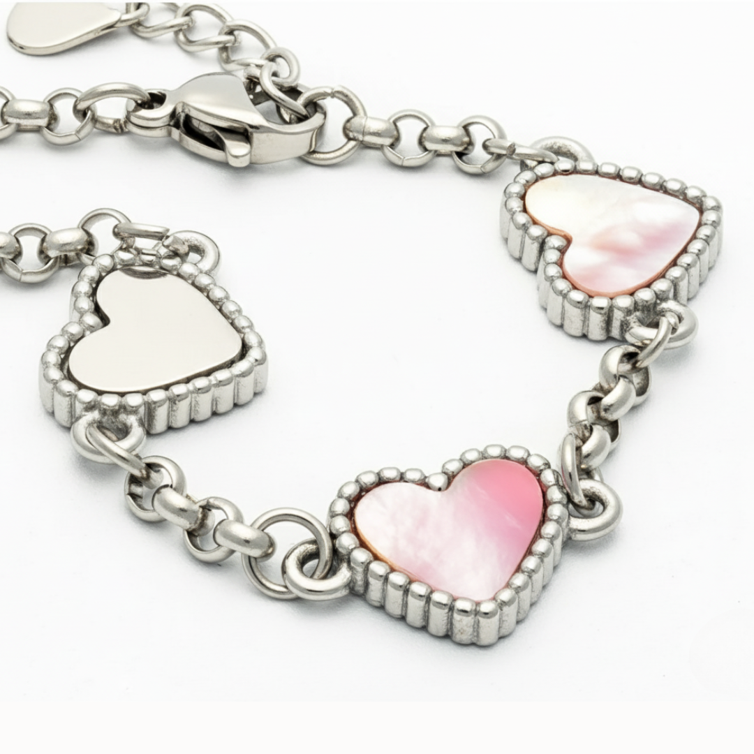 Fivefold Love Bracelet - Silver & Pink