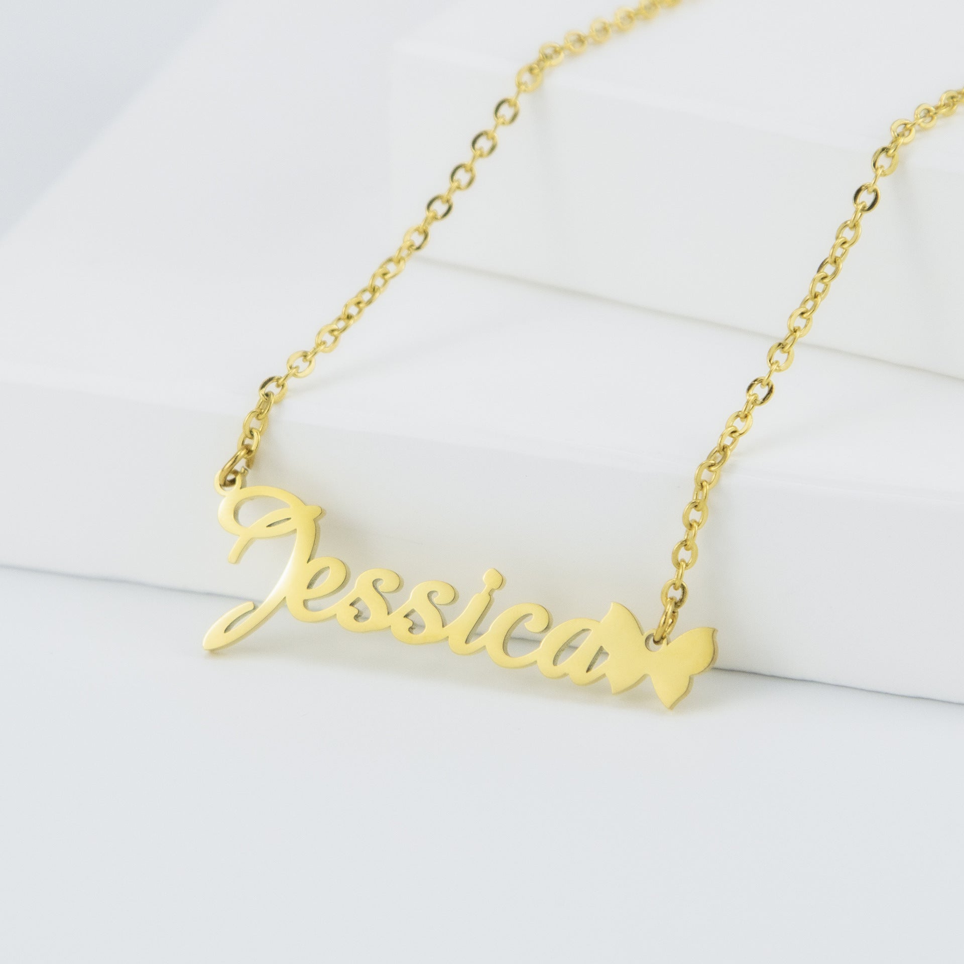 The Personalized Name Necklace with Butterfly Charm