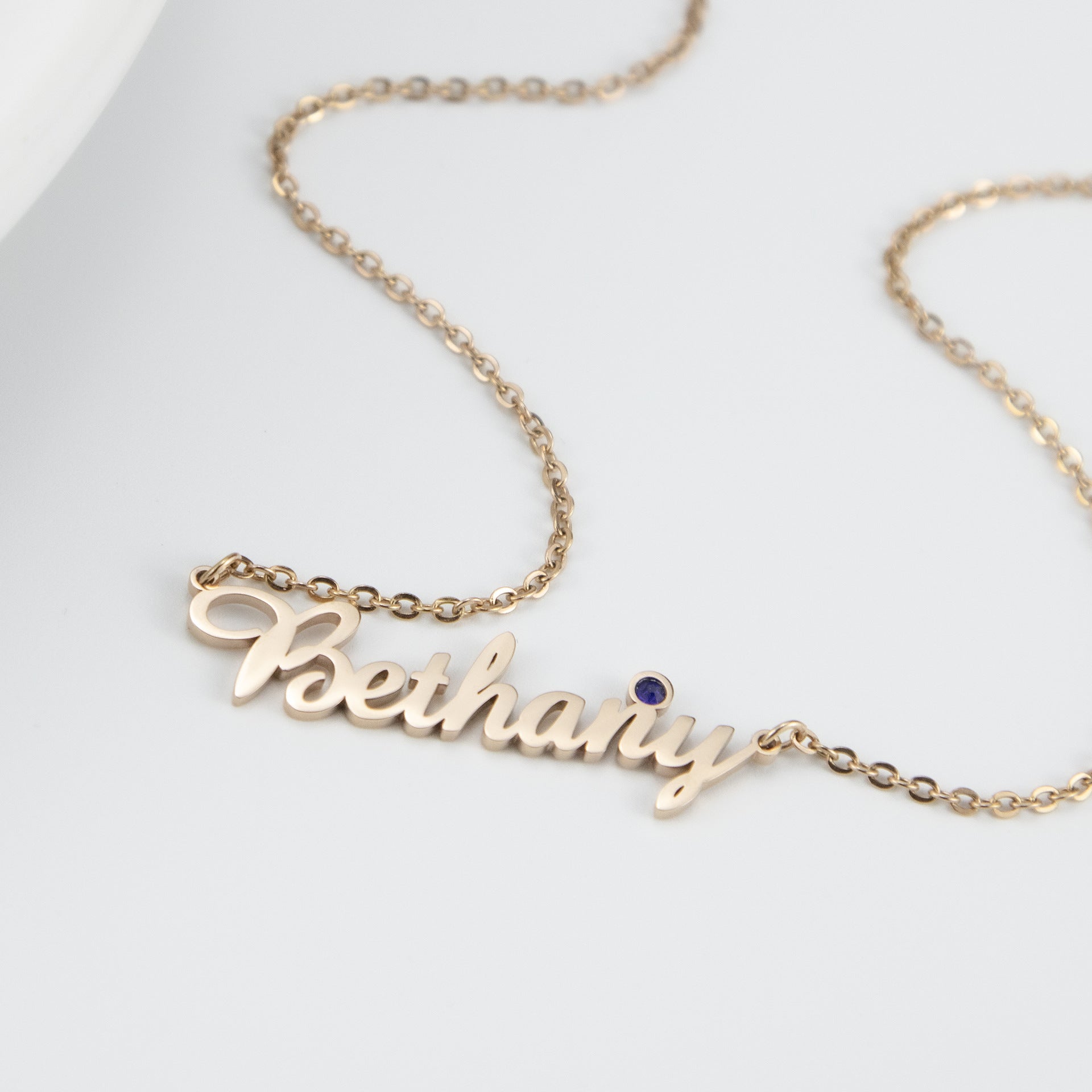 The Personalized Name Necklace with Gemstone Accent