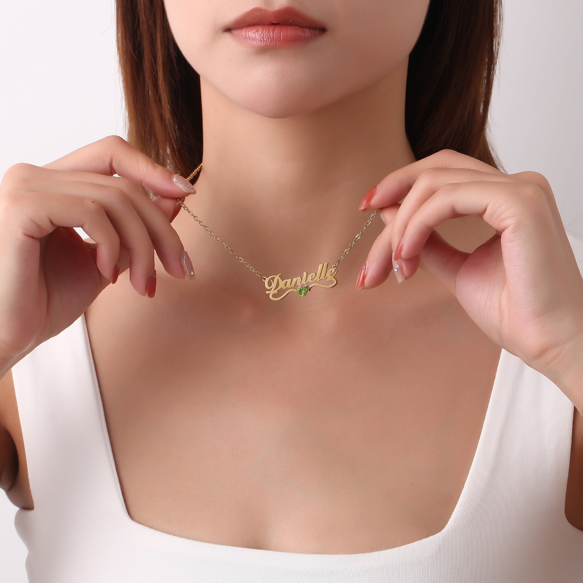 The Heartfelt Name Necklace with Gemstone