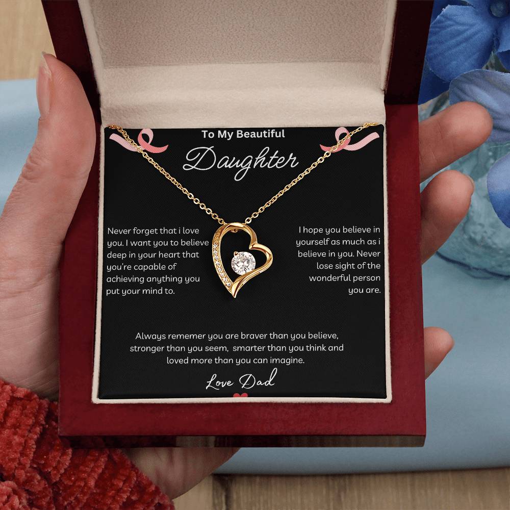 To My Beautiful Daughter - Never Forget - Forever Love Necklace - Love Dad