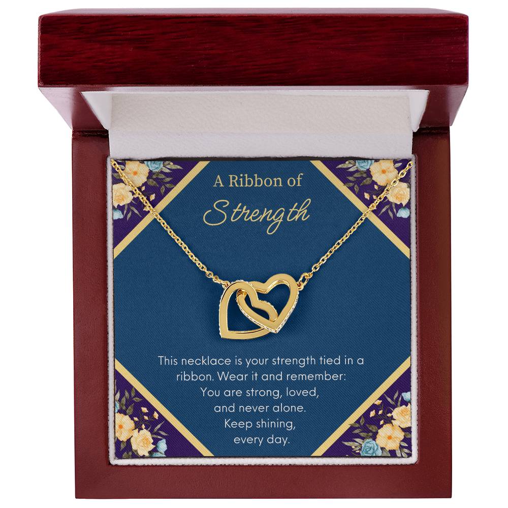 A Ribbon Of Strength - Keep Shining - Interlocking Hearts Necklace