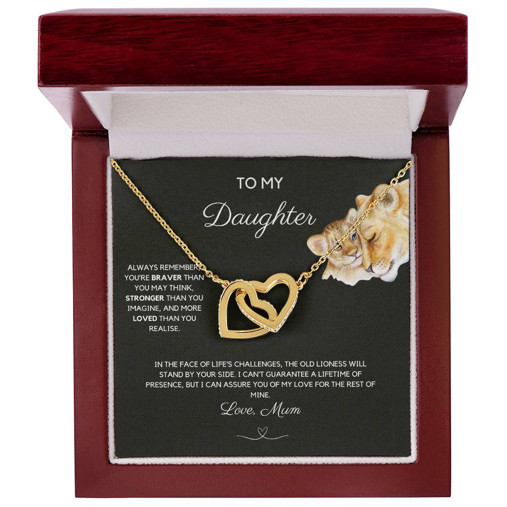 To My Daughter - Always Remember - Interlocking Hearts Necklace - Love Mum