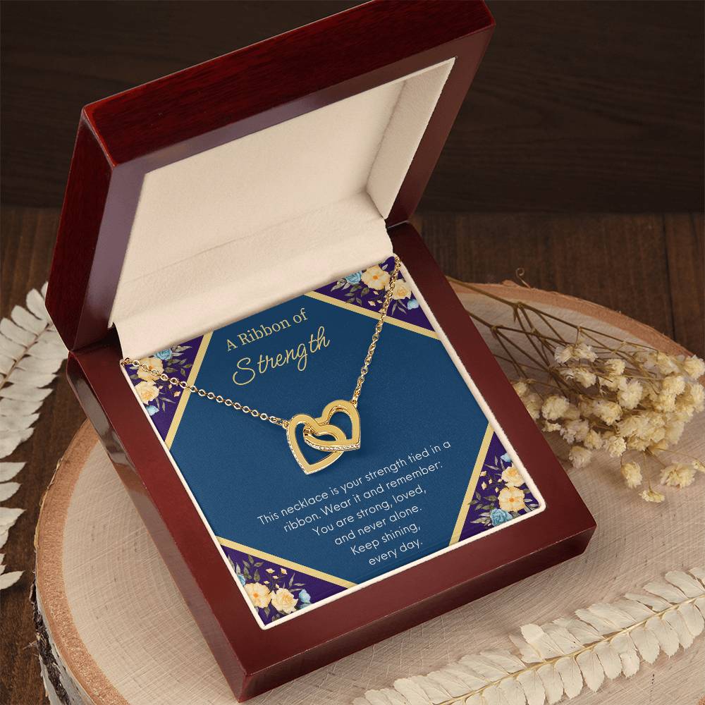 A Ribbon Of Strength - Keep Shining - Interlocking Hearts Necklace