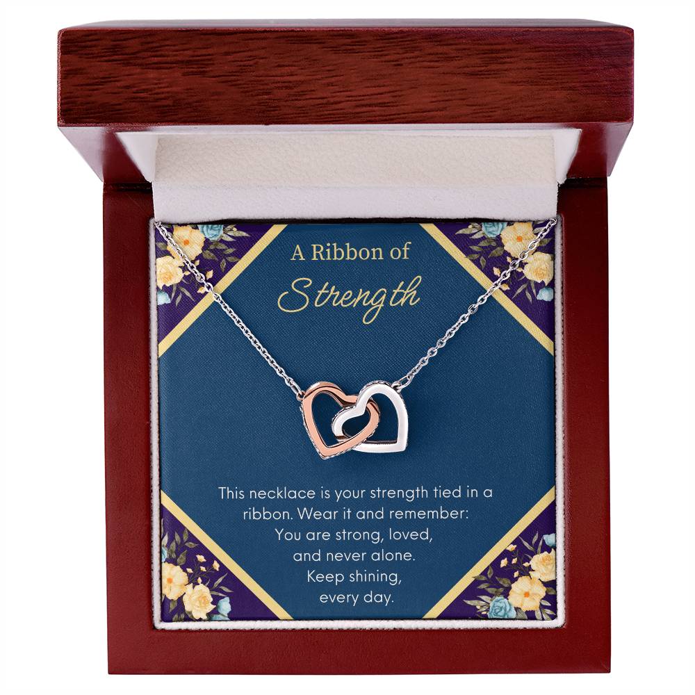A Ribbon Of Strength - Keep Shining - Interlocking Hearts Necklace