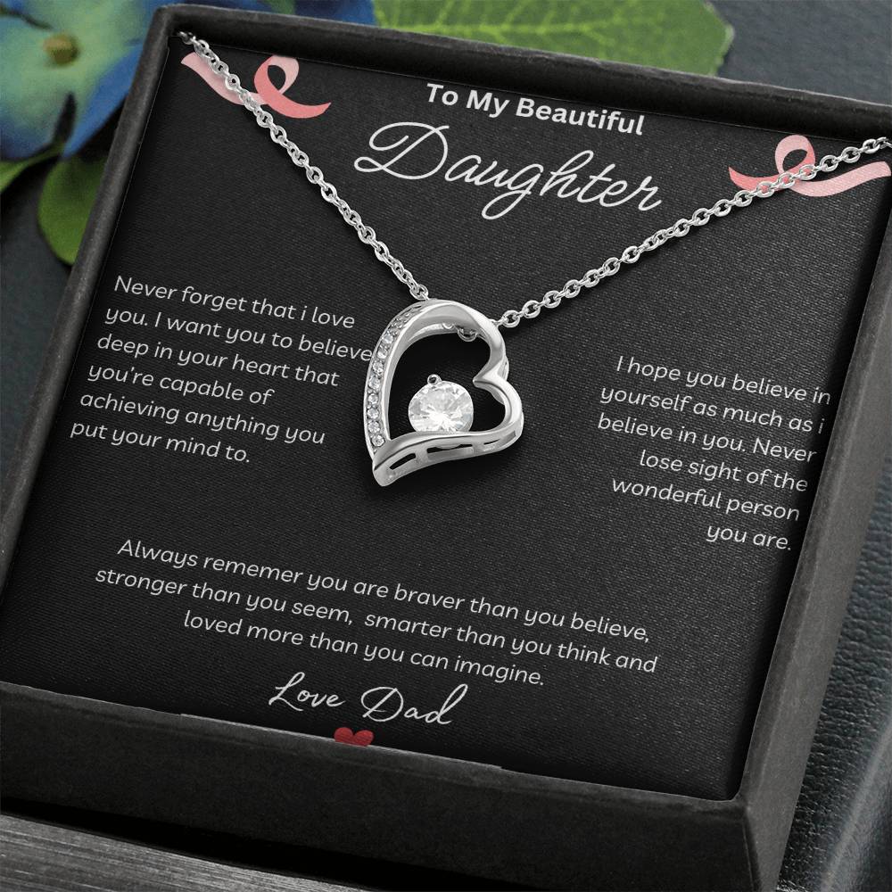 To My Beautiful Daughter - Never Forget - Forever Love Necklace - Love Dad