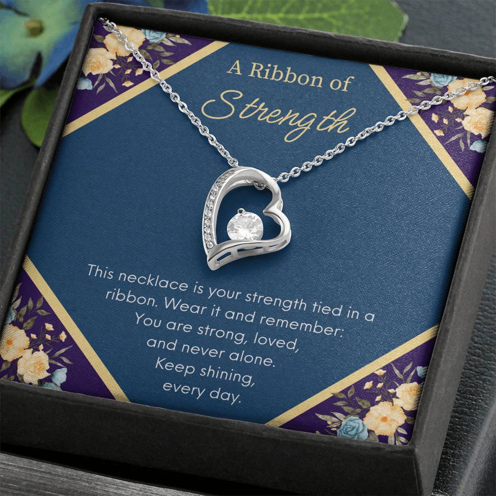 A Ribbon Of Strength - Keep Shining - Forever Love Necklace