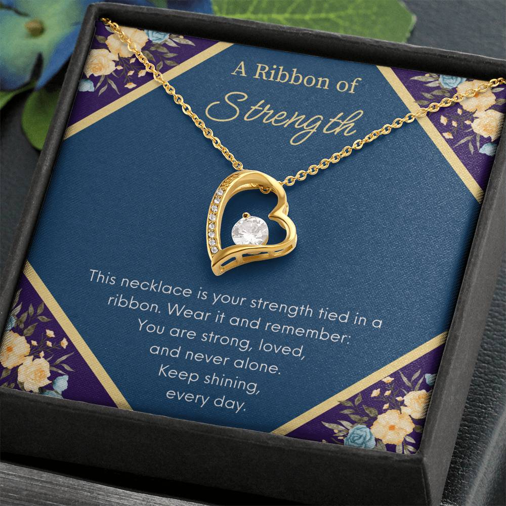 A Ribbon Of Strength - Keep Shining - Forever Love Necklace