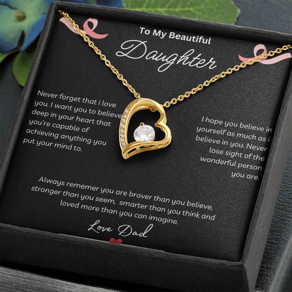 To My Beautiful Daughter - Never Forget - Forever Love Necklace - Love Dad