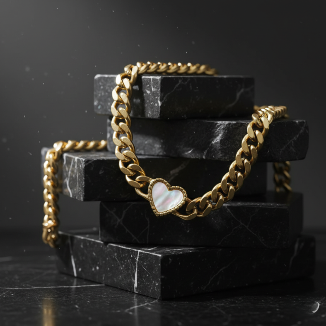 Elara Heart Necklace - Gold with White Gemstone