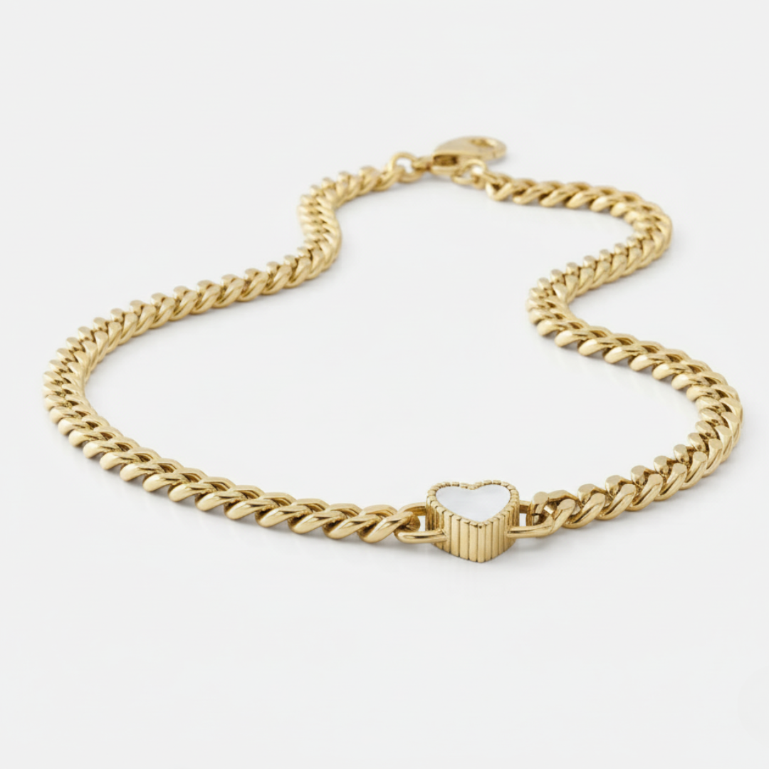 Elara Heart Necklace - Gold with White Gemstone