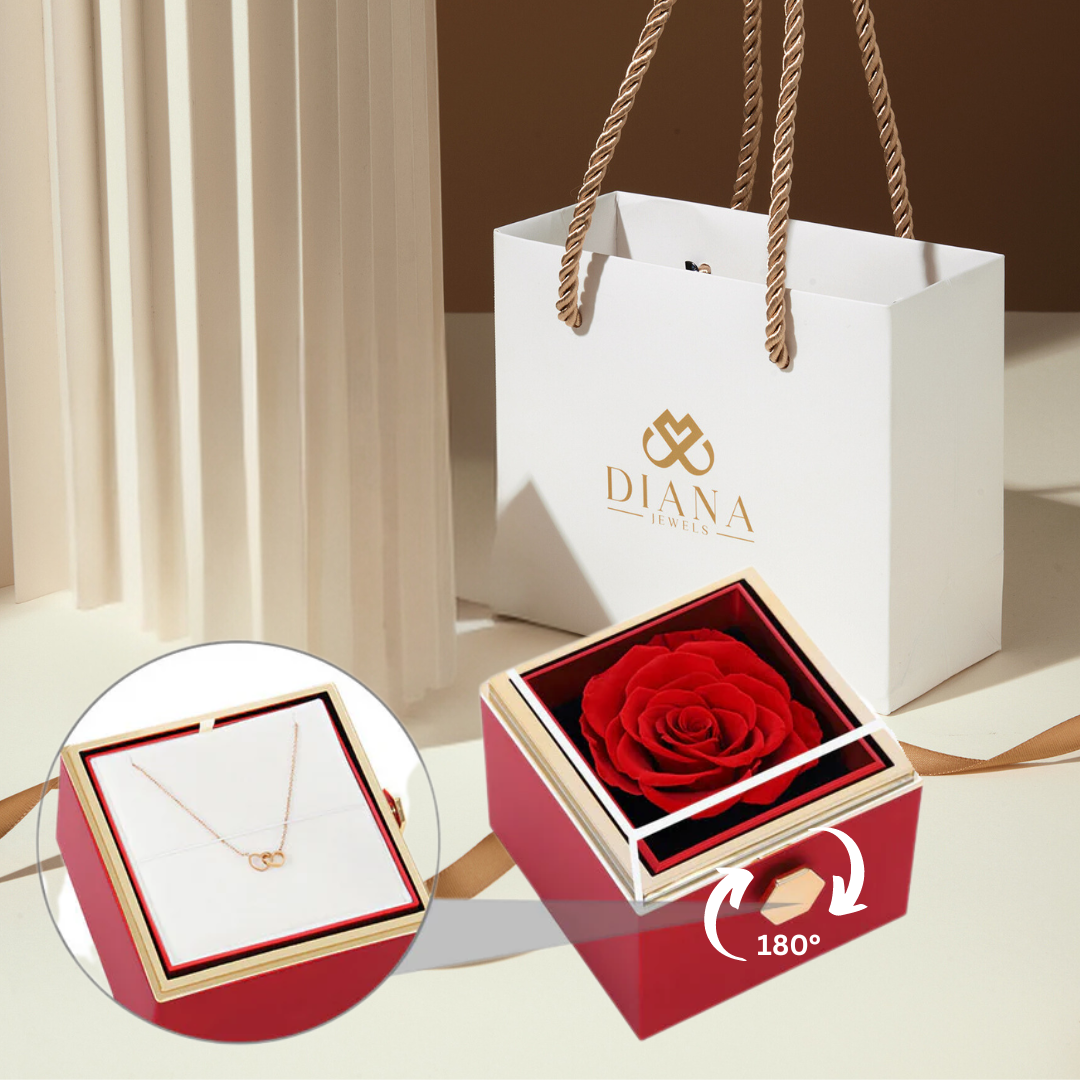 Eternal Rose Box with Engraved Necklace
