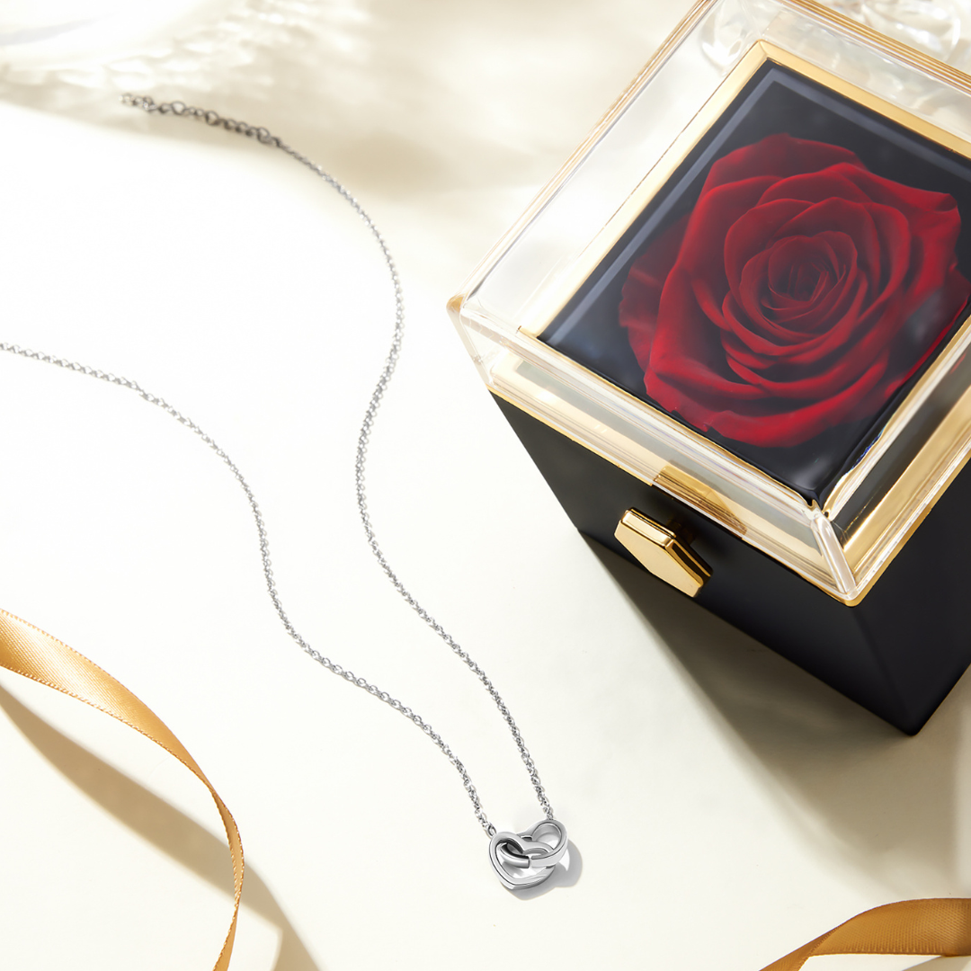 Eternal Rose Box with Engraved Necklace