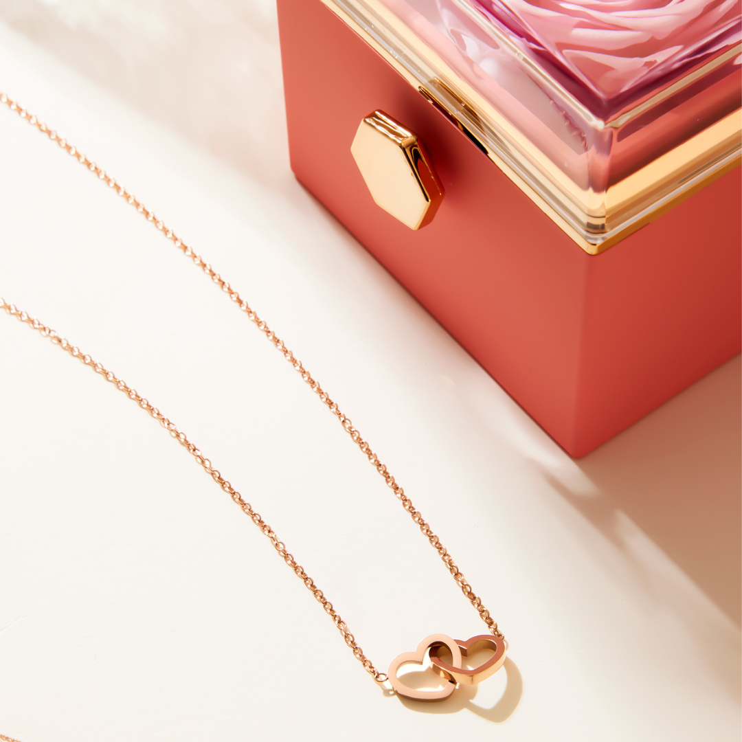 Eternal Rose Box with Engraved Necklace
