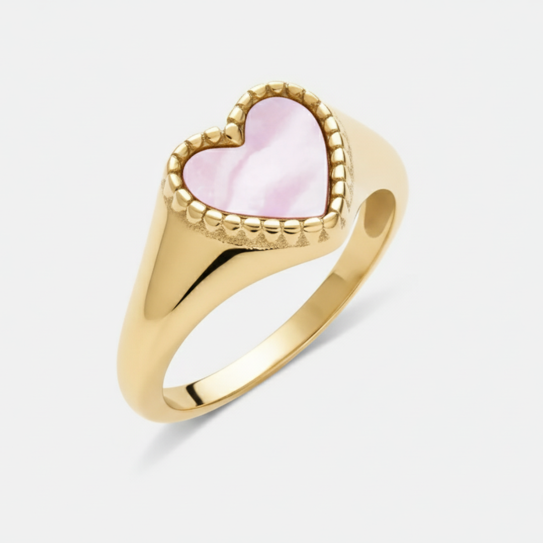 Heart of Gold Signet Ring - Gold and Pink