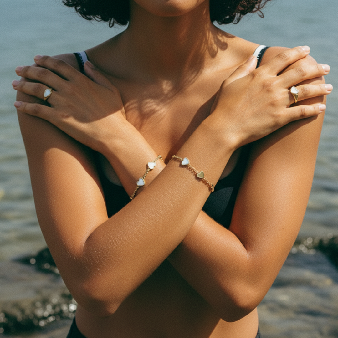 Fivefold Love Bracelet - Gold & White