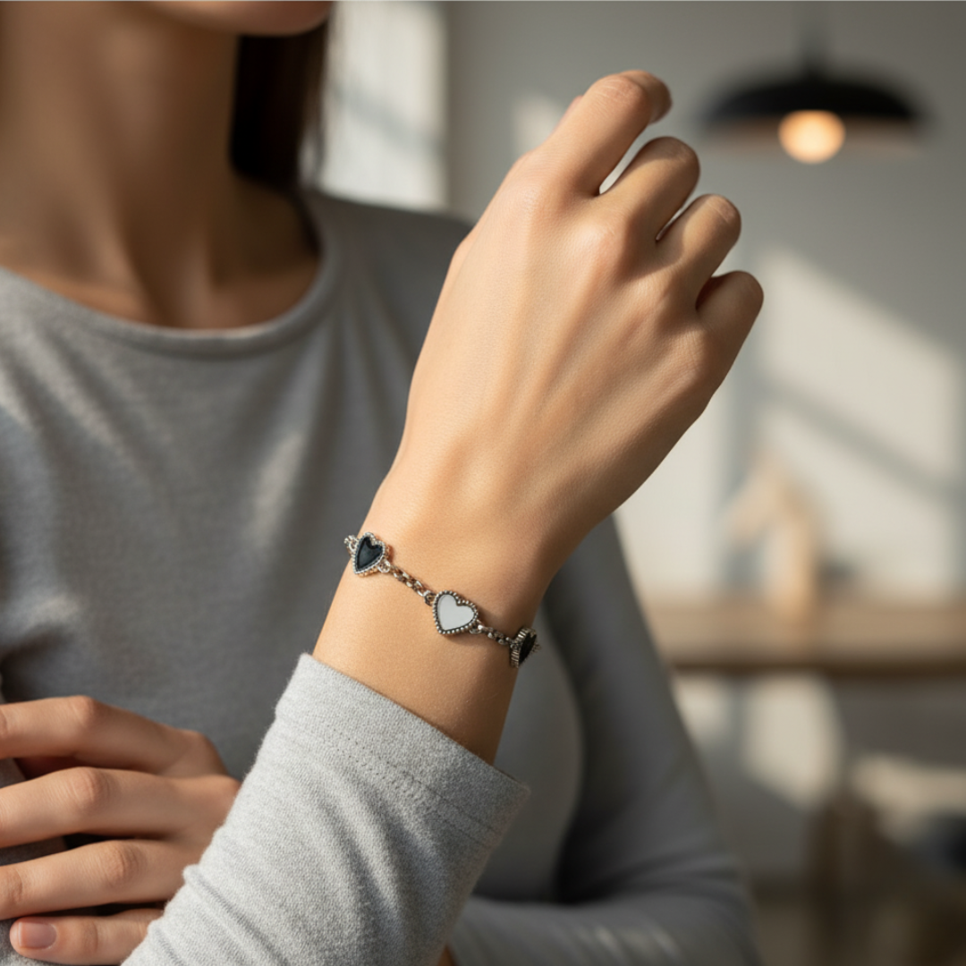 Fivefold Love Bracelet - Silver & Black