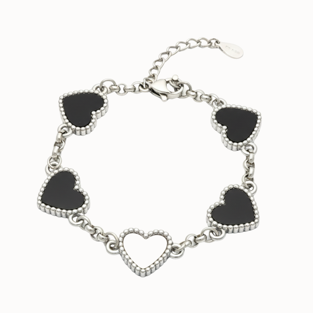 Fivefold Love Bracelet - Silver & Black