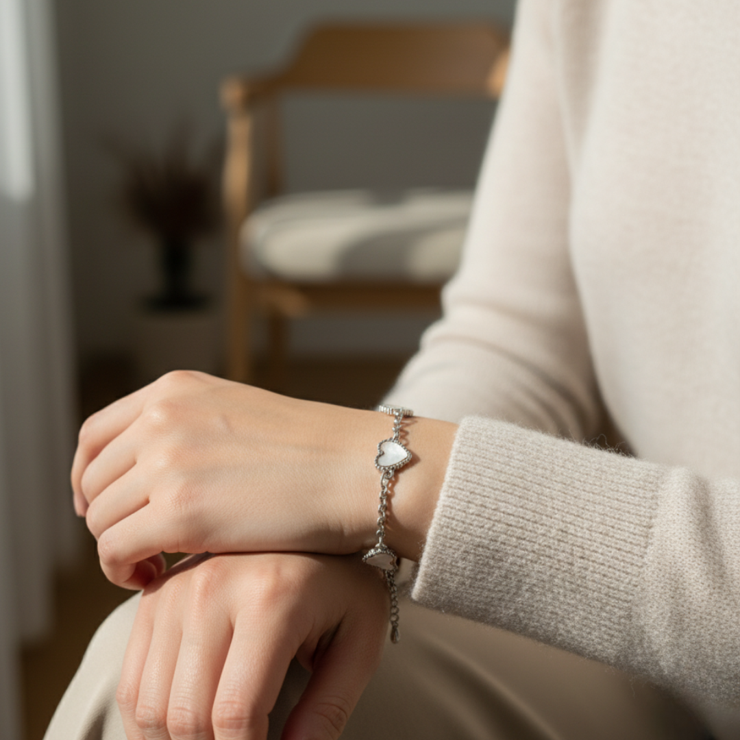 Fivefold Love Bracelet - Silver & White