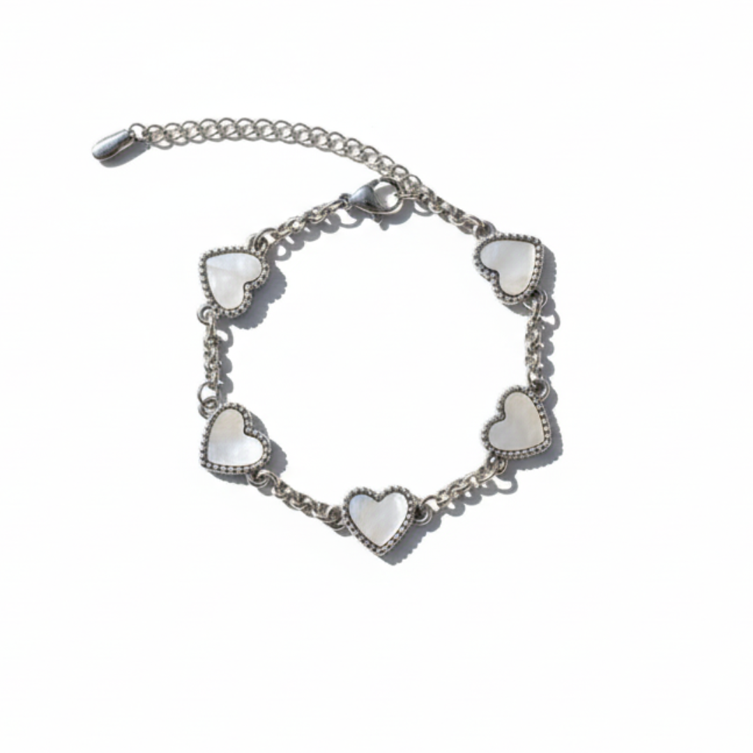 Fivefold Love Bracelet - Silver & White