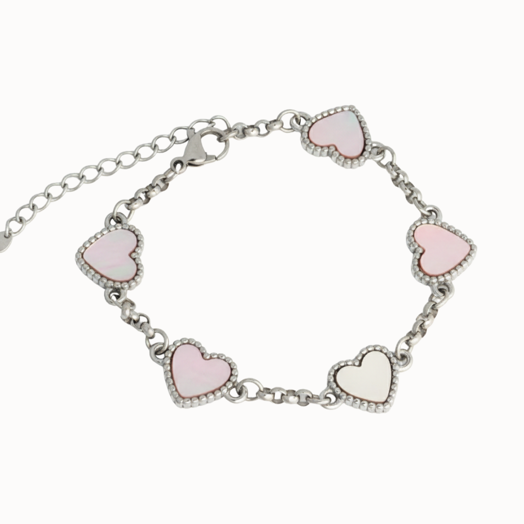 Fivefold Love Bracelet - Silver & Pink