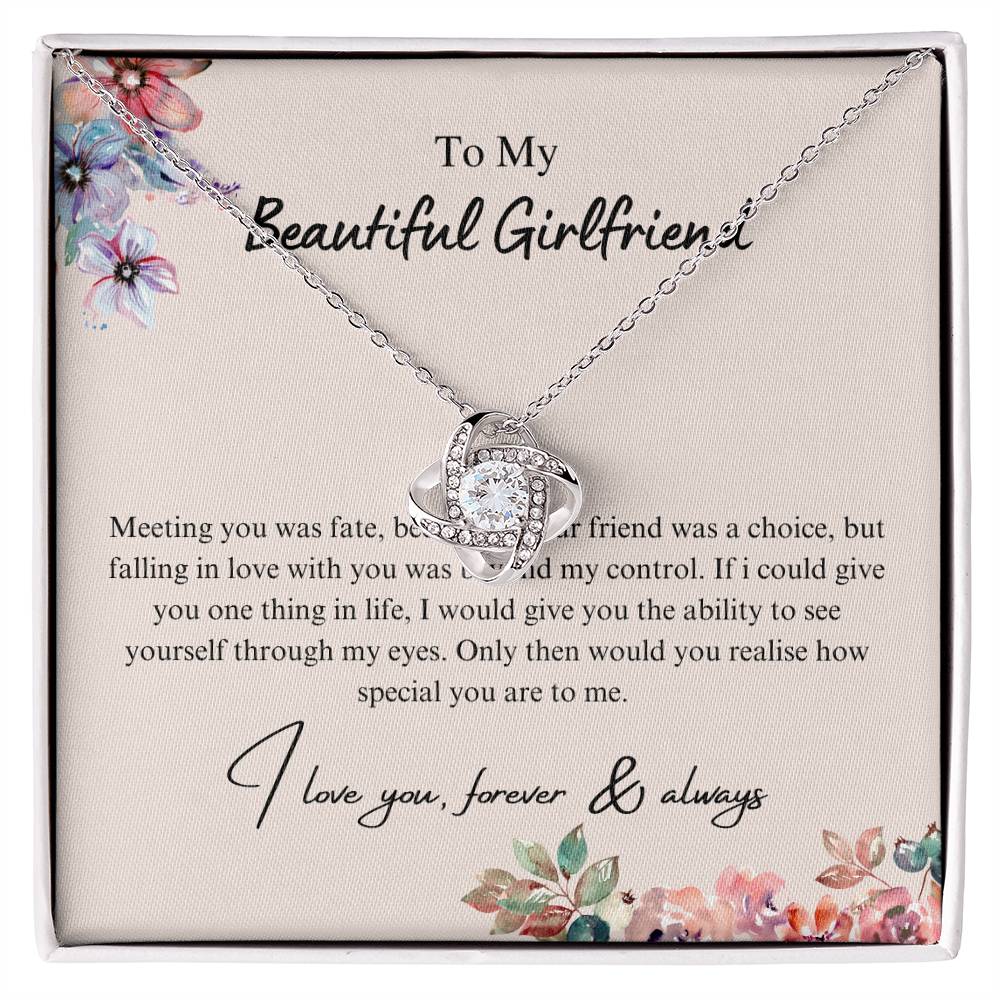 To My Beautiful Girlfriend - Falling In Love - Love Knot Necklace - Love You Forever