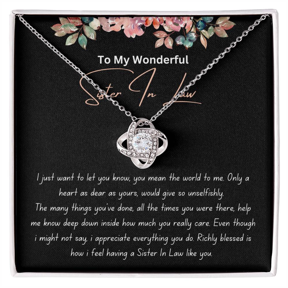 To My Wonderful Sister In Law - Richly Blessed - Love Knot Necklace