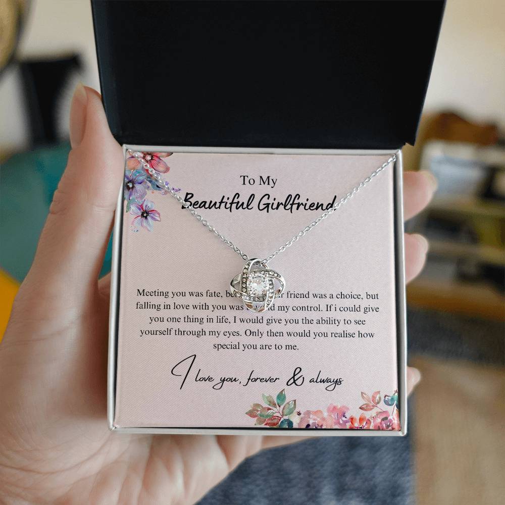 To My Beautiful Girlfriend - Falling In Love - Love Knot Necklace - Love You Forever