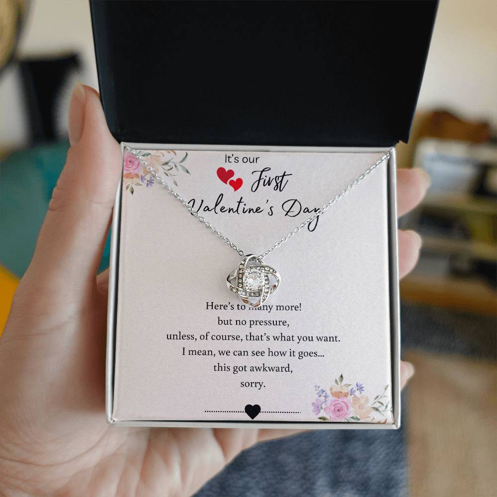 Our First Valentine's - Here's To Many More - Love Knot Necklace