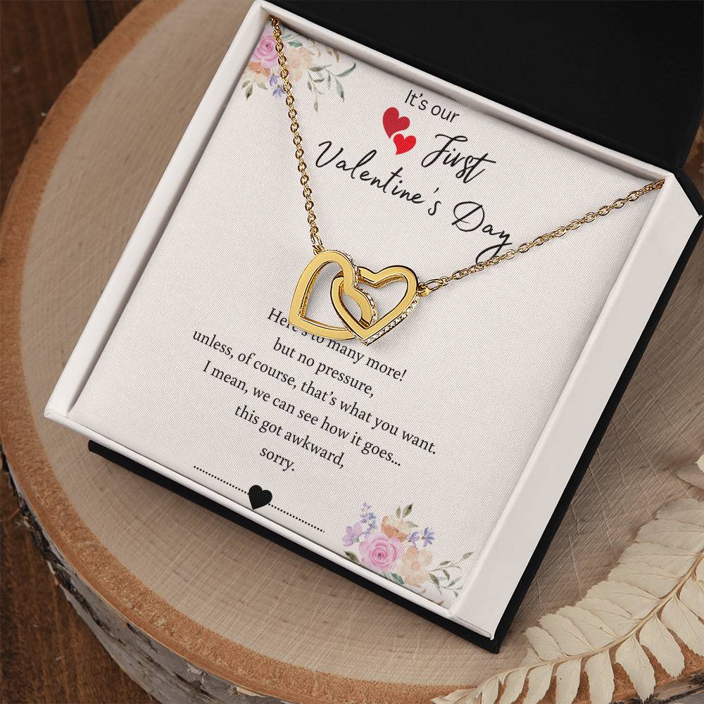 Our First Valentine's - Here's To Many More - Interlocking Hearts Necklace