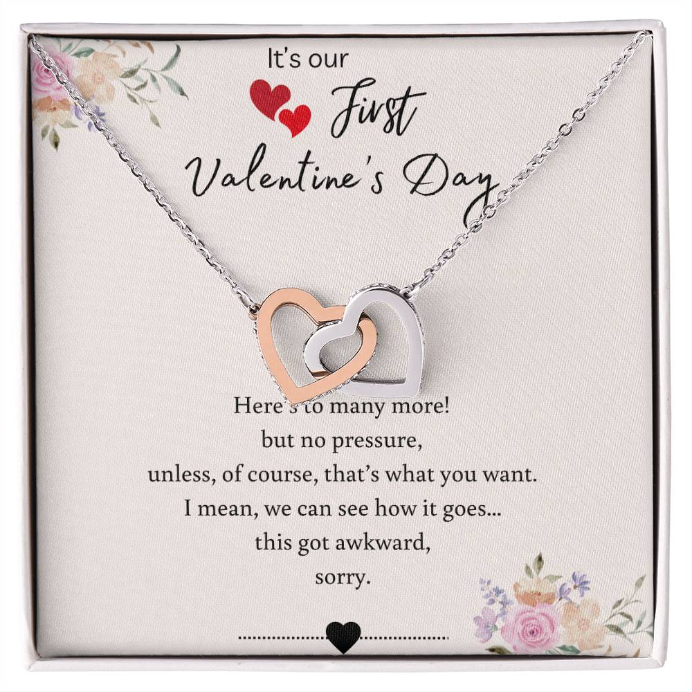 Our First Valentine's - Here's To Many More - Interlocking Hearts Necklace