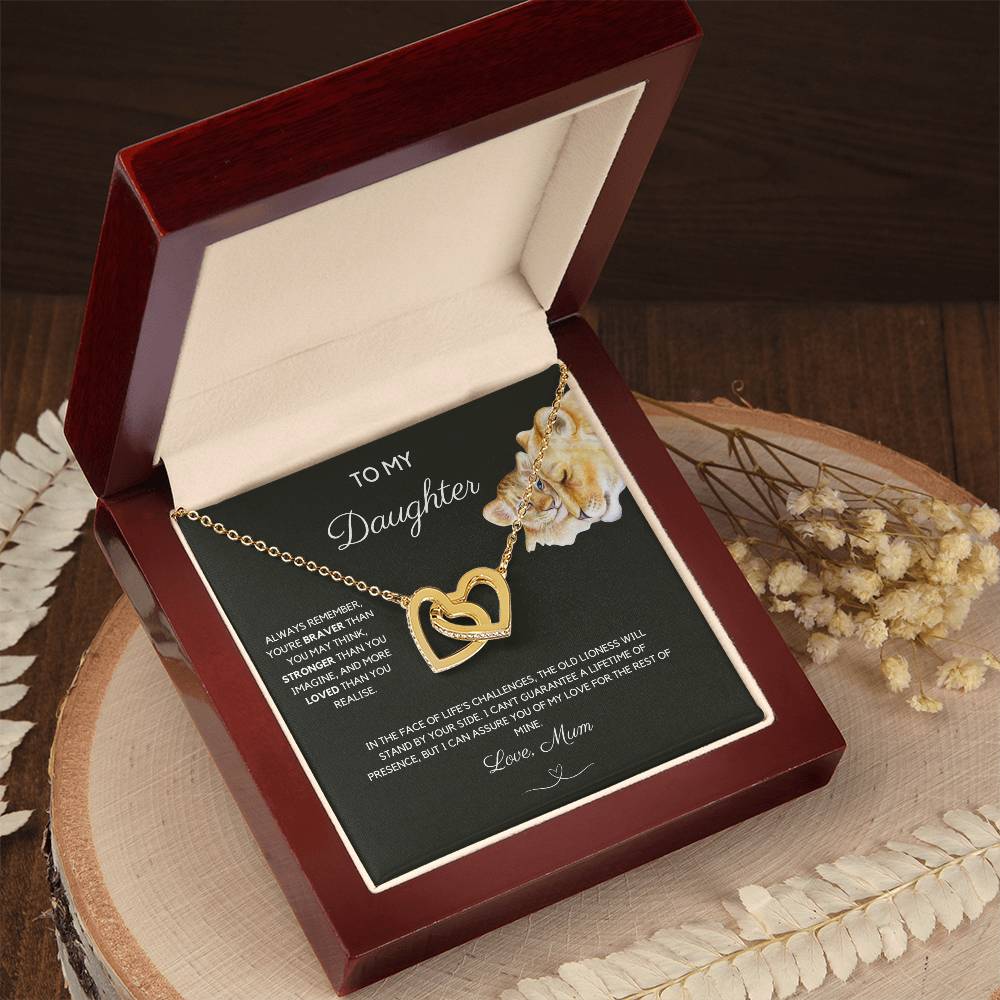 To My Daughter - Always Remember - Interlocking Hearts Necklace - Love Mum
