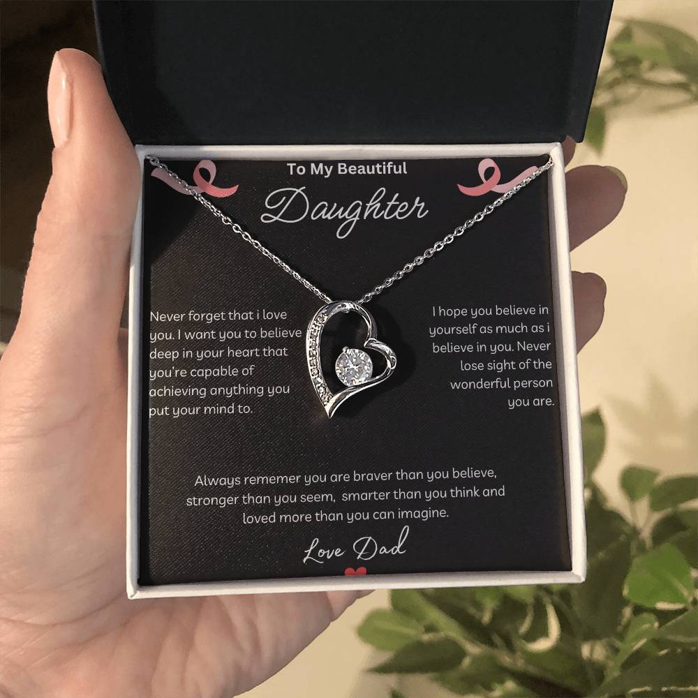 To My Beautiful Daughter - Never Forget - Forever Love Necklace - Love Dad